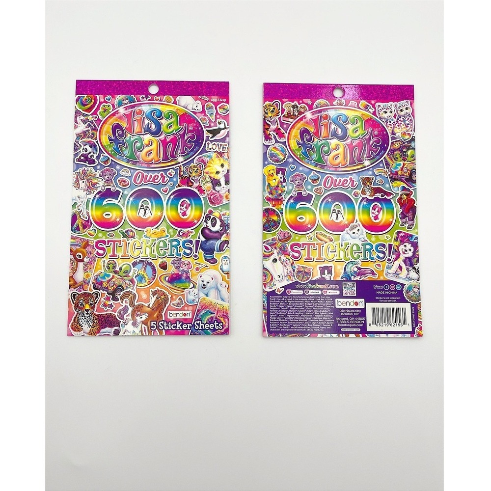 Lisa Frank Sticker Book 2 Pack 600+ Stickers Colorful Retro Scrapbook Kids Gift